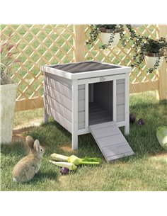 PawHut Wooden Rabbit Hutch Outdoor, Guinea Pig Hutch, Rabbit Hideaway, Cat House, Bunny Cage Small Animal House 51 x 42 x 43 cm, 2