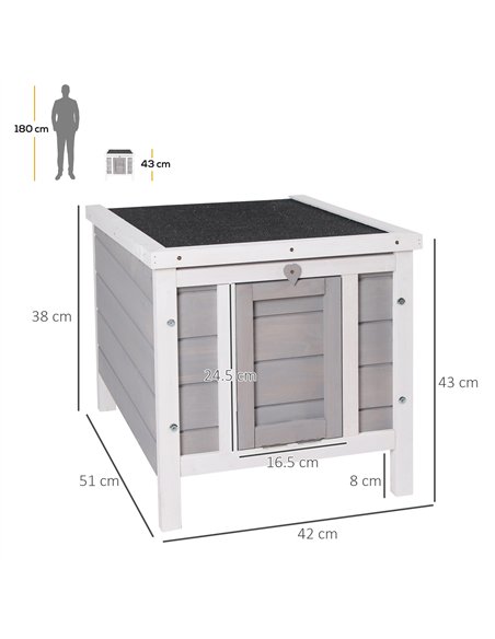 PawHut Wooden Rabbit Hutch Outdoor, Guinea Pig Hutch, Rabbit Hideaway, Cat House, Bunny Cage Small Animal House 51 x 42 x 43 cm, - pic 149494 | FastDaddyshop