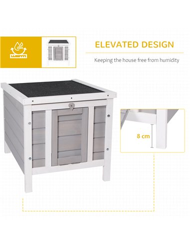PawHut Wooden Rabbit Hutch Outdoor, Guinea Pig Hutch, Rabbit Hideaway, Cat House, Bunny Cage Small Animal House 51 x 42 x 43 cm,