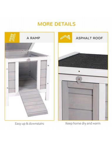 PawHut Wooden Rabbit Hutch Outdoor, Guinea Pig Hutch, Rabbit Hideaway, Cat House, Bunny Cage Small Animal House 51 x 42 x 43 cm,