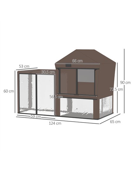 PawHut Rabbit Hutch Cover, Water-Resistant Pets Cage Protector, Breathable Guinea Pig Cage Cover - Brown - pic 149503 | FastDaddyshop