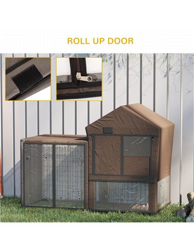 PawHut Rabbit Hutch Cover, Water-Resistant Pets Cage Protector, Breathable Guinea Pig Cage Cover - Brown