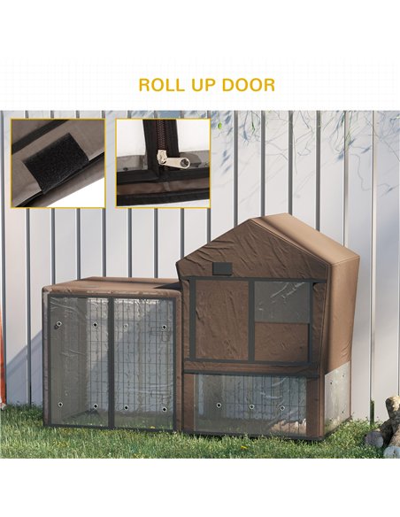 PawHut Rabbit Hutch Cover, Water-Resistant Pets Cage Protector, Breathable Guinea Pig Cage Cover - Brown - pic 149505 | FastDaddyshop