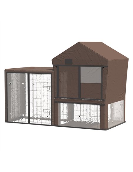 PawHut Rabbit Hutch Cover, Water-Resistant Pets Cage Protector, Breathable Guinea Pig Cage Cover - Brown - pic 149507 | FastDaddyshop