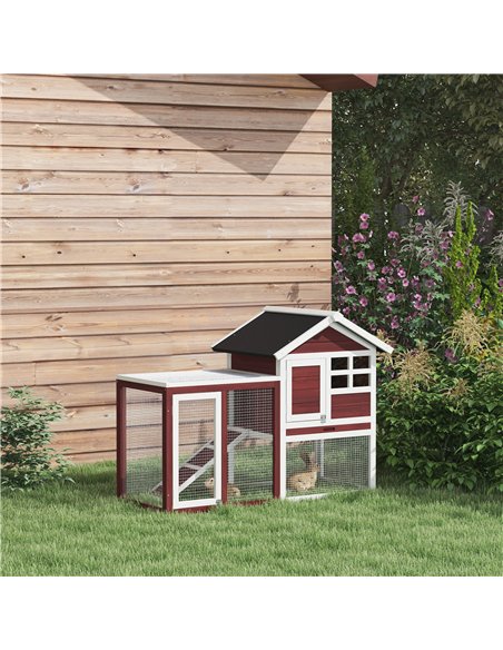 PawHut Rabbit Hutch Outdoor Wooden Guinea Pig Hutch Rabbit Run Bunny Cage Small Animal House Pull-Out Tray, Brown, 122 x 62.6 x  - pic 149520 | FastDaddyshop