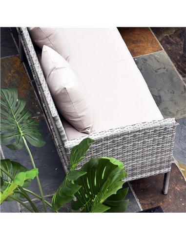Outsunny 6-Seater Garden Rattan Corner Dining Wicker Sofa Set with Cushions, Mixed Grey
