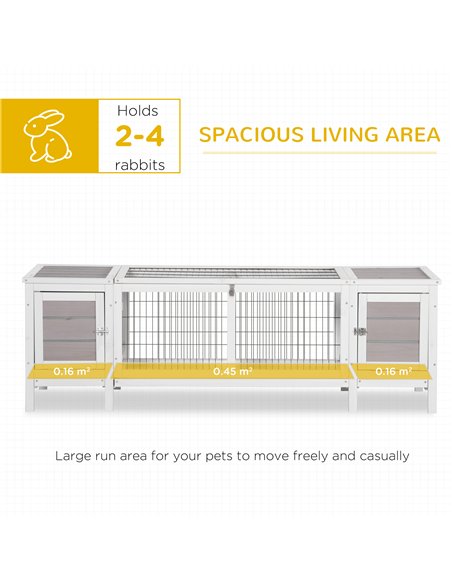 PawHut Rabbit Hutch and Run, with Removable Tray - Grey - pic 149531 | FastDaddyshop