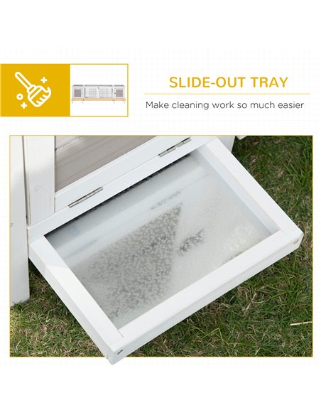PawHut Rabbit Hutch and Run, with Removable Tray - Grey - pic 149534 | FastDaddyshop
