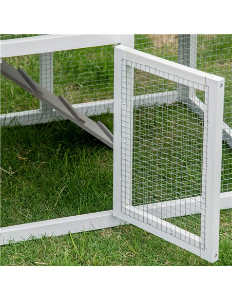 PawHut Two-Tier Rabbit Hutch, with Sunlight Panel Roof, Slide-Out Tray - Grey - pic 149545 | FastDaddyshop