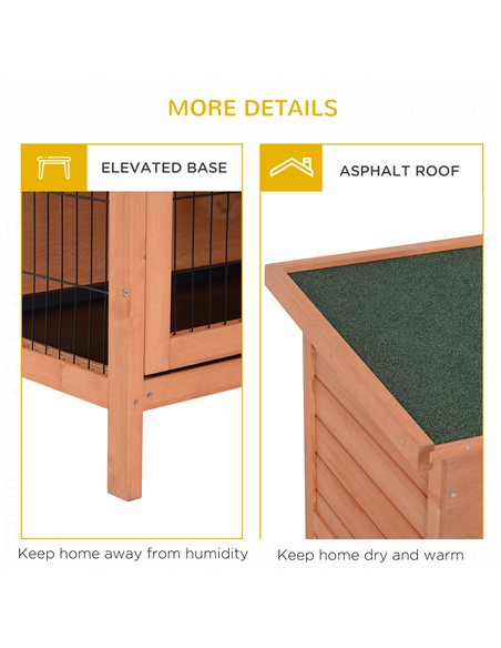 PawHut Rabbit Hutch Outdoor Guinea Pig Hutch Bunny Cage with No-Leak Trays, Divider, 136 x 50 x 93cm, Orange - pic 149552 | FastDaddyshop