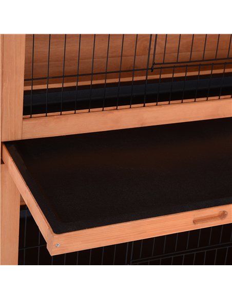 PawHut Rabbit Hutch Outdoor Guinea Pig Hutch Bunny Cage with No-Leak Trays, Divider, 136 x 50 x 93cm, Orange - pic 149553 | FastDaddyshop