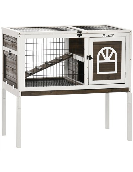 PawHut Wooden Rabbit Hutch, Guinea Pig Cage, with Removable Tray, Openable Roof - pic 149564 | FastDaddyshop