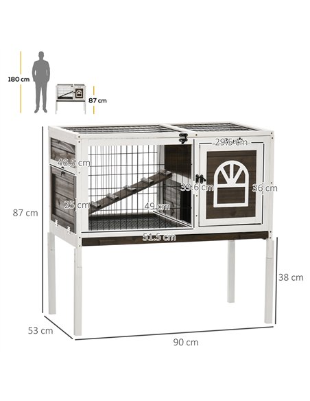PawHut Wooden Rabbit Hutch, Guinea Pig Cage, with Removable Tray, Openable Roof - pic 149566 | FastDaddyshop