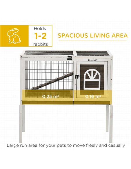 PawHut Wooden Rabbit Hutch, Guinea Pig Cage, with Removable Tray, Openable Roof - pic 149567 | FastDaddyshop