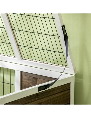 PawHut Wooden Rabbit Hutch, Guinea Pig Cage, with Removable Tray, Openable Roof