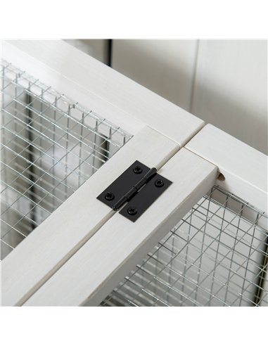 PawHut Wooden Rabbit Hutch, Guinea Pig Cage, with Removable Tray, Wheels - Brown