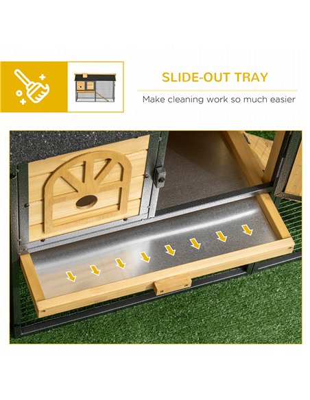 PawHut Outdoor Rabbit Hutch, with Run, Removable Tray, Asphalt Roof, 120 x 55.5 x 80cm - pic 149596 | FastDaddyshop