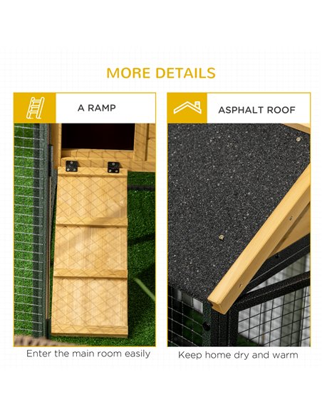 PawHut Outdoor Rabbit Hutch, with Run, Removable Tray, Asphalt Roof, 120 x 55.5 x 80cm - pic 149597 | FastDaddyshop