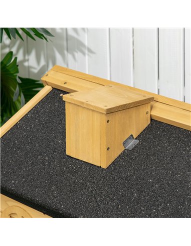 PawHut Outdoor Rabbit Hutch, with Run, Removable Tray, Asphalt Roof, 120 x 55.5 x 80cm