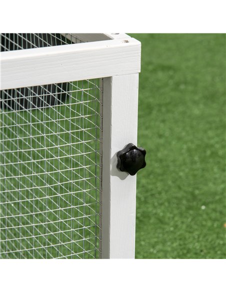 PawHut Indoor Rabbit Hutch, Guinea Pig Cage, with Slide-Out Tray, Large Fenced Area - Light Grey - pic 149608 | FastDaddyshop