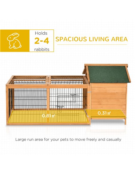 PawHut Wooden Rabbit Hutch Outdoor, Guinea Pig Hutch, Detachable Pet House Animal Cage with Openable Run & Roof Lockable Door Sl - pic 149630 | FastDaddyshop