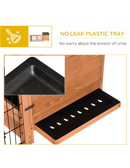 PawHut Wooden Rabbit Hutch Outdoor, Guinea Pig Hutch, Detachable Pet House Animal Cage with Openable Run & Roof Lockable Door Sl - pic 149632 | FastDaddyshop