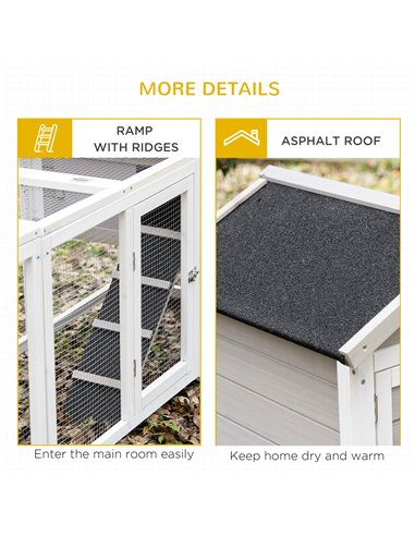 PawHut 2 in 1 Rabbit Hutch Outdoor Guinea Pig Hutch Bunny Run Double Main House with Run, No-Leak Tray 259 x 64 x 92cm, Grey