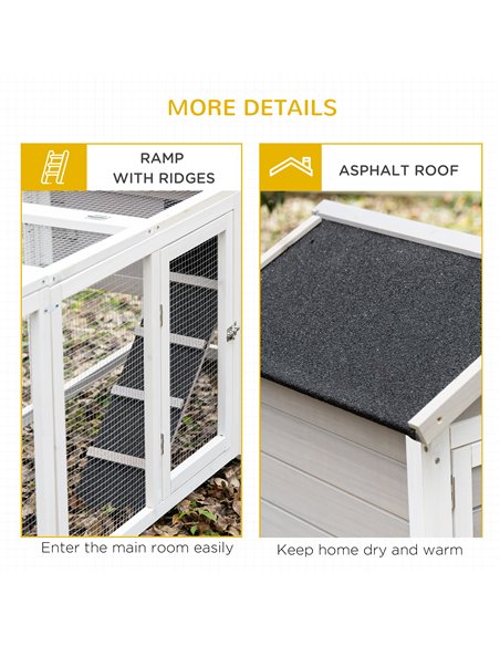 PawHut 2 in 1 Rabbit Hutch Outdoor Guinea Pig Hutch Bunny Run Double Main House with Run, No-Leak Tray 259 x 64 x 92cm, Grey - pic 149642 | FastDaddyshop