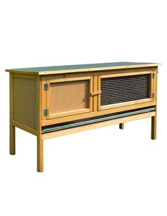 PawHut Rabbit Hutch Outdoor Guinea Pig Hutch House Small Animal Bunny Cage w/ Openable Roof, 115 x 44 x 65 cm