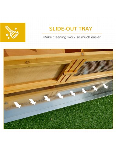 PawHut Rabbit Hutch Outdoor Guinea Pig Hutch House Small Animal Bunny Cage w/ Openable Roof, 115 x 44 x 65 cm