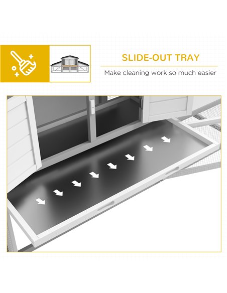PawHut Large Rabbit Hutch with Run, Outdoor Bunny Cage, with Tray, Ramp - Light Grey - pic 149668 | FastDaddyshop
