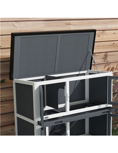 PawHut Double Decker Rabbit Hutch 2 Tier Guinea Pig House Pet Cage Outdoor with Sliding-out Tray, 100 x 47 x 91cm, Grey