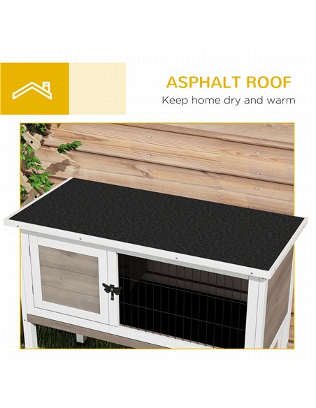 PawHut Wooden Guinea Pig Hutch, Small Animal Cage with Slide-out Tray, Openable Asphalt Roof, 84 x 43 x 70cm, Brown - pic 149705 | FastDaddyshop