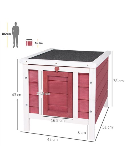 PawHut Wooden Rabbit Hutch 51 x 42 x 43 cm, Red - pic 149719 | FastDaddyshop