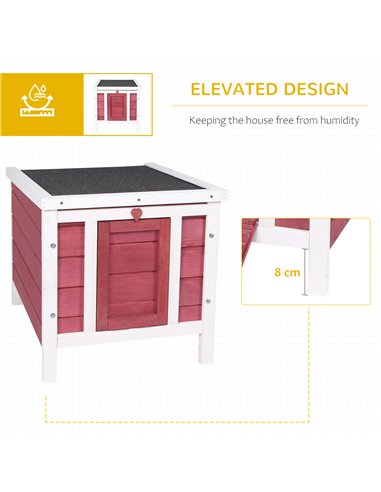 PawHut Wooden Rabbit Hutch 51 x 42 x 43 cm, Red
