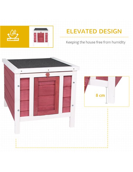 PawHut Wooden Rabbit Hutch 51 x 42 x 43 cm, Red - pic 149721 | FastDaddyshop