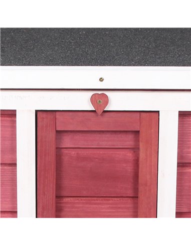 PawHut Wooden Rabbit Hutch 51 x 42 x 43 cm, Red