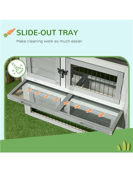 PawHut Wooden Rabbit Hutch with Outdoor Run Grey - pic 149731 | FastDaddyshop
