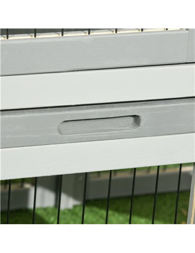PawHut Wooden Rabbit Hutch with Outdoor Run Grey