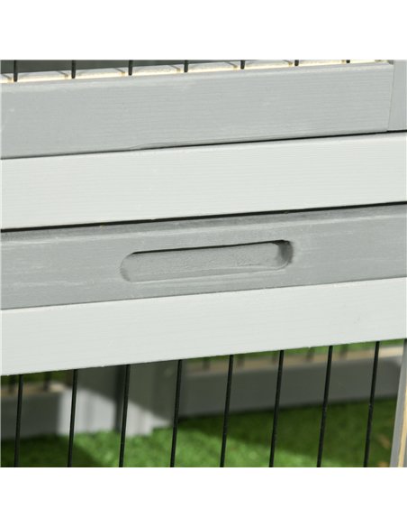 PawHut Wooden Rabbit Hutch with Outdoor Run Grey - pic 149733 | FastDaddyshop