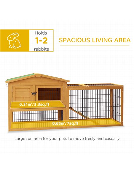 PawHut Wooden Rabbit Hutch with Outdoor Run Yellow - pic 149738 | FastDaddyshop