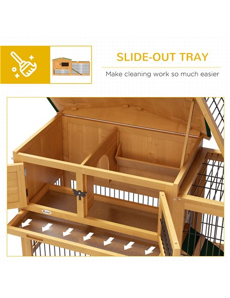 PawHut Wooden Rabbit Hutch with Outdoor Run Yellow - pic 149740 | FastDaddyshop