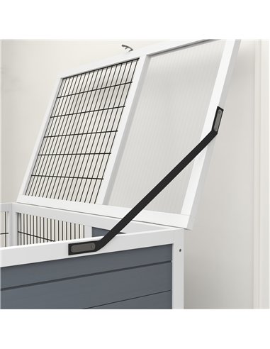 PawHut Double Deckers Guinea Pig Cage, Indoor Rabbit Hutch with Feeding Trough, Trays, Ramps, Openable Top - Grey