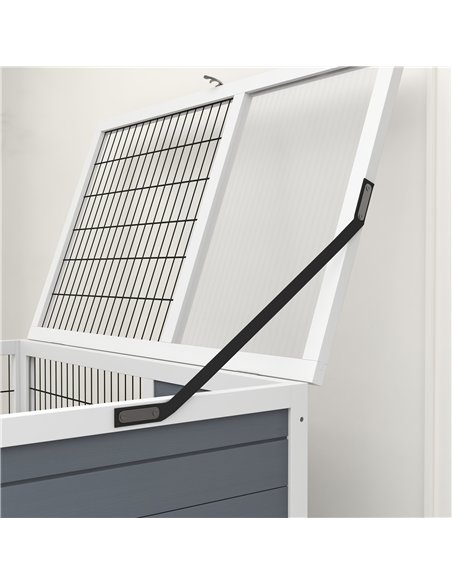 PawHut Double Deckers Guinea Pig Cage, Indoor Rabbit Hutch with Feeding Trough, Trays, Ramps, Openable Top - Grey - pic 149778 | FastDaddyshop