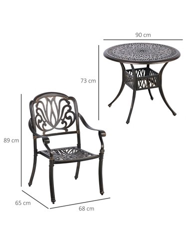 Outsunny 5-Piece Outdoor Furniture Dining Set with 4 Chairs, 1 Round Table & Umbrella Hole