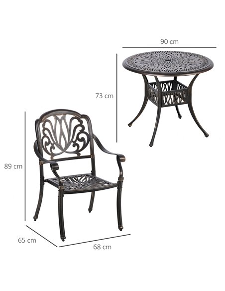Outsunny 5-Piece Outdoor Furniture Dining Set with 4 Chairs, 1 Round Table & Umbrella Hole - pic 14980 | FastDaddyshop