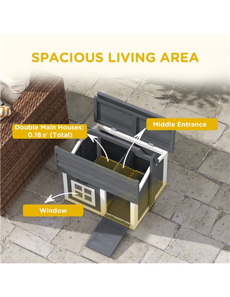 PawHut Indoor Rabbit Hutch, Portable Small Animal House Outdoor, with Top Handle, Openable Roof - Grey - pic 149801 | FastDaddyshop