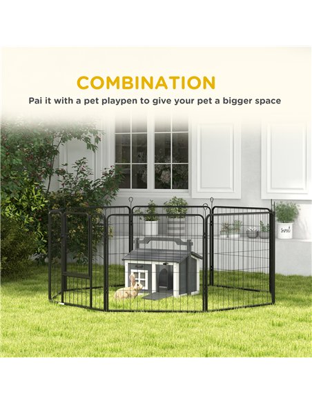 PawHut Indoor Rabbit Hutch, Portable Small Animal House Outdoor, with Top Handle, Openable Roof - Grey - pic 149802 | FastDaddyshop