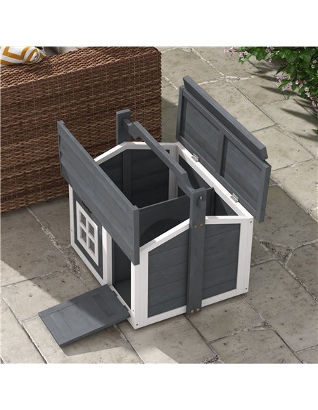 PawHut Indoor Rabbit Hutch, Portable Small Animal House Outdoor, with Top Handle, Openable Roof - Grey - pic 149806 | FastDaddyshop