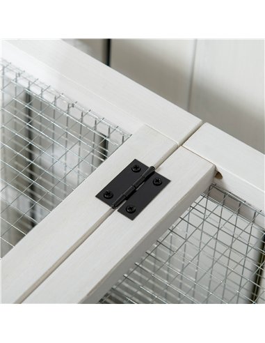 PawHut Wooden Rabbit Hutch, Guinea Pig Cage, with Removable Tray, Wheels - Grey